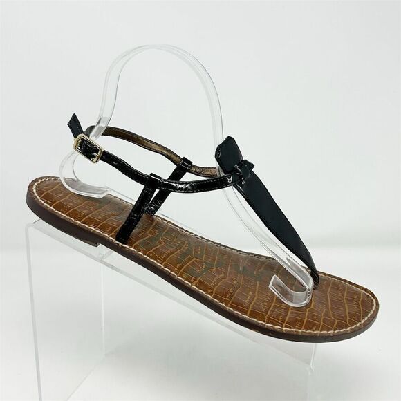 Sam Edelman Shoes - Sam Edelman Gigi Black Faux Leather Thong Sandals Size 10.5 Casual Summer